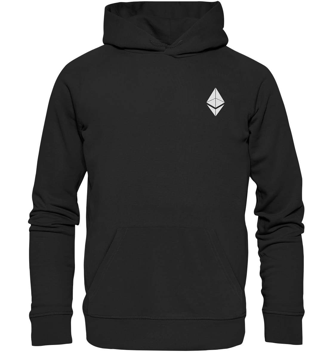 ETH Logo weiß – Organic Hoodie